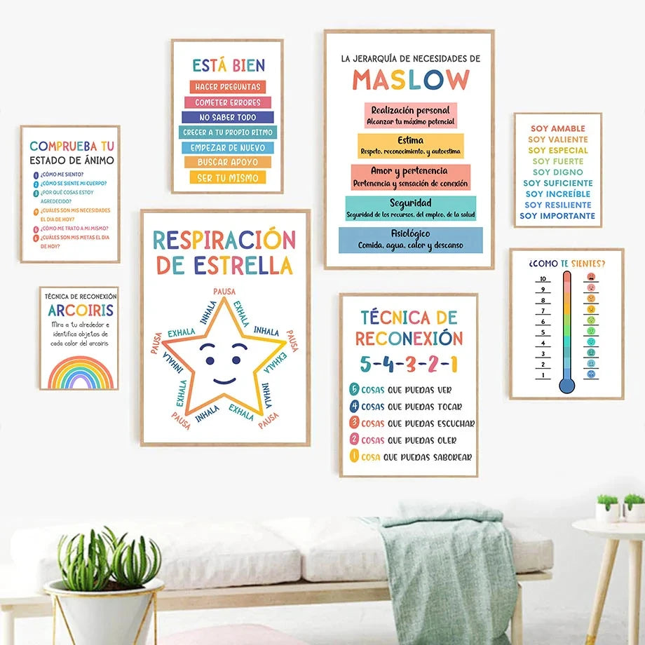 Modern Spanish Calm Corner Canvas Prints Aesthetic Inspirational Education Classroom Wall Art Poster for Home & School Decor Modern Spanish Calm Corner Canvas Prints Aesthetic Inspirational Education Classroom Wall Art Poster for Home & School Decor